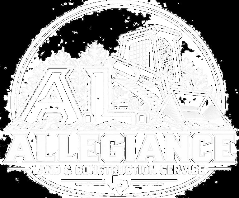 Allegiance Hard Construction Service logo featuring a semicircular design with buildings and text